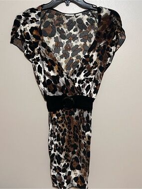 Cato Leopard Print Surplice Blouse in Black, Brown, White